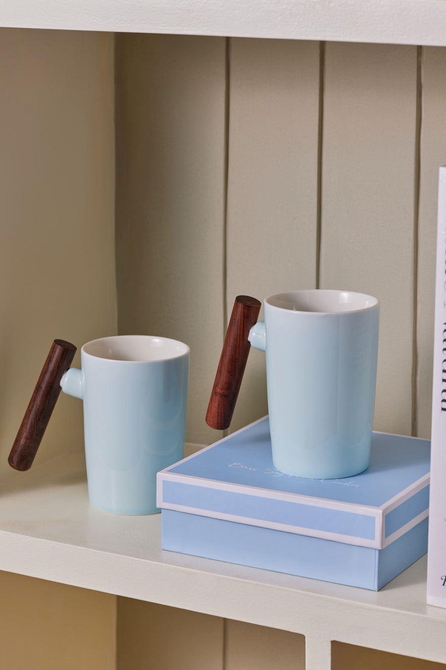 Blue Wooden Handle Mug
